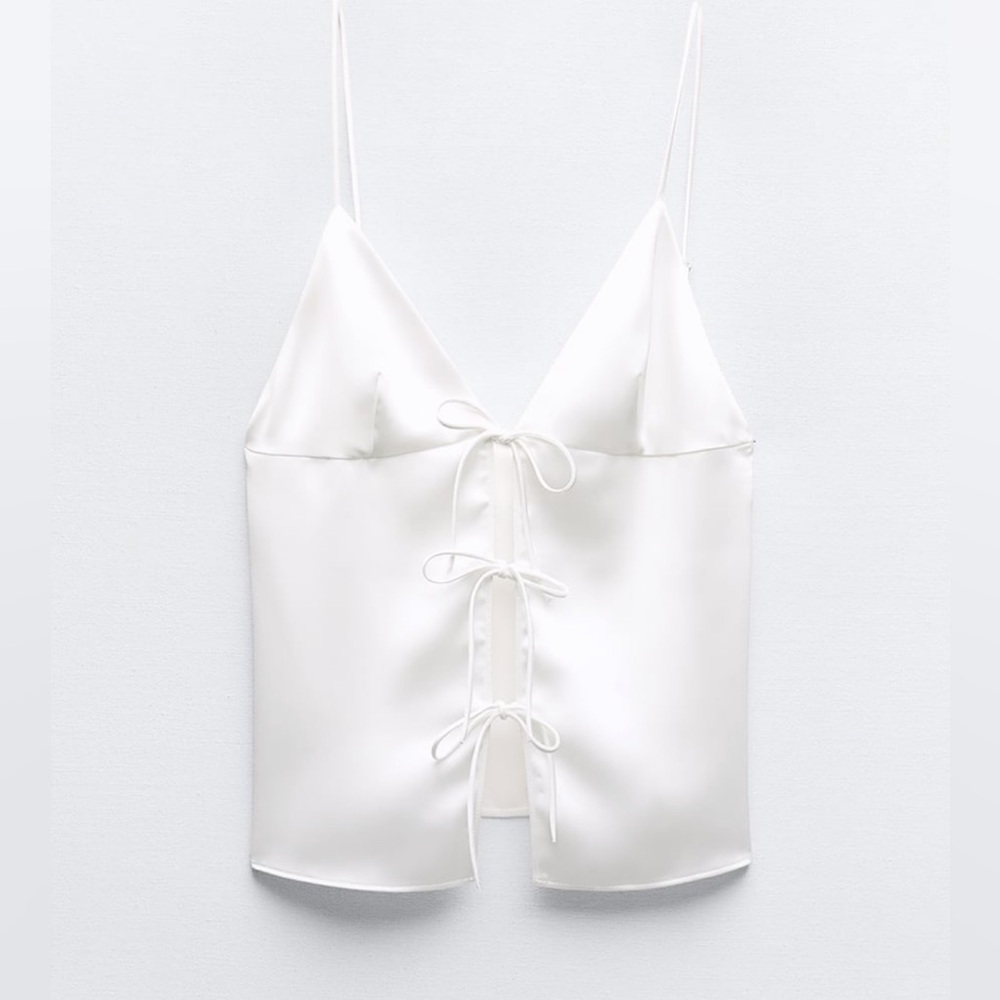 zara satin tie top